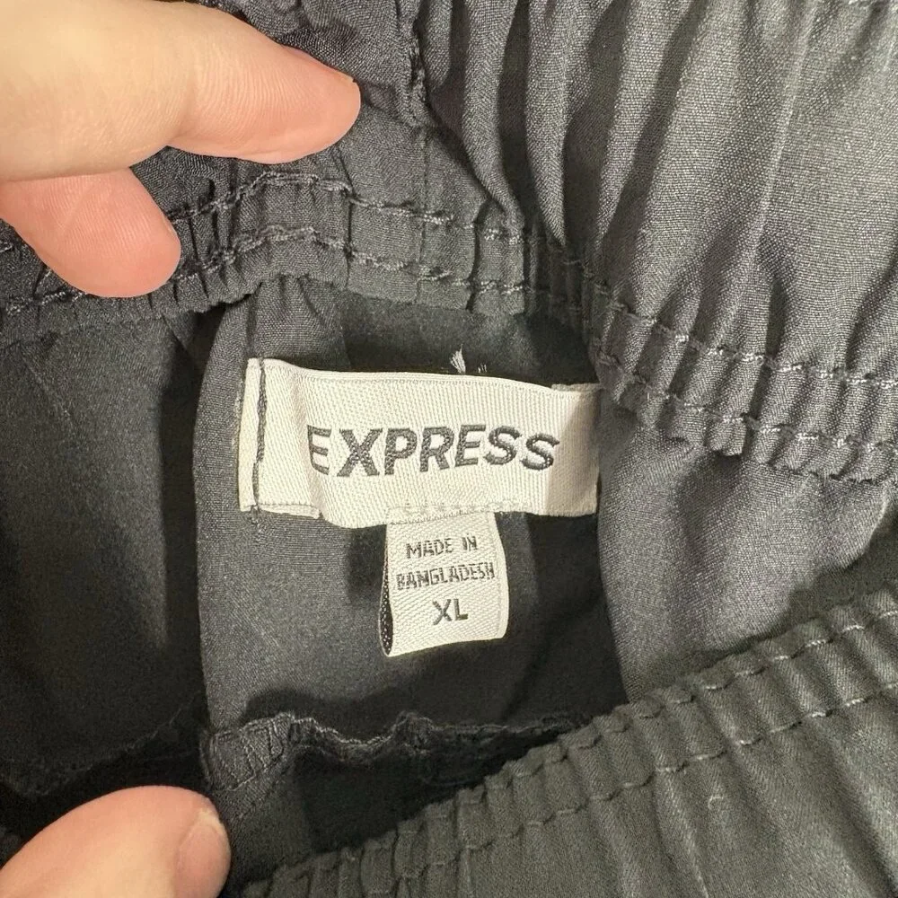 Express Men Sz XL Black Drawstring Elastic Waist Zip Pocket 7